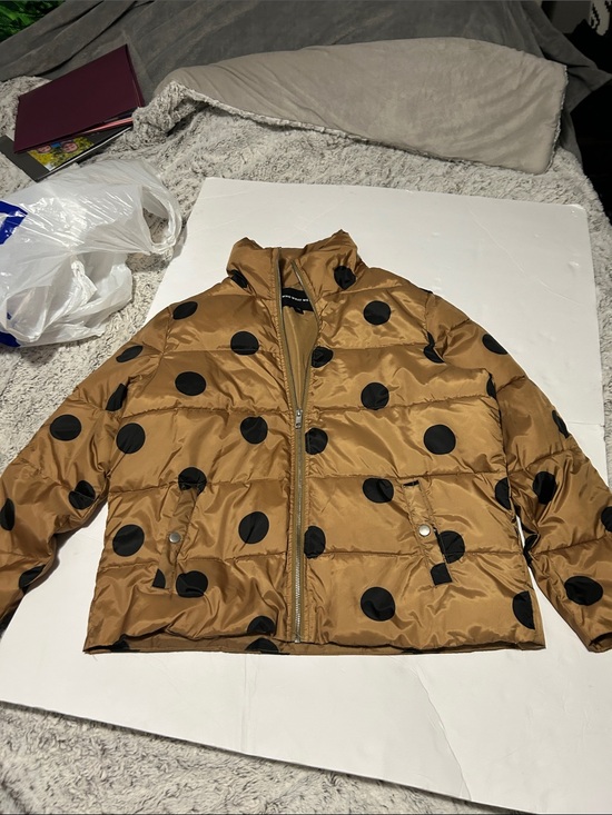 Who What Wear Jackets & Blazers - Who What Wear Women's Polka Dot Puffer Jacket - Brown/Black